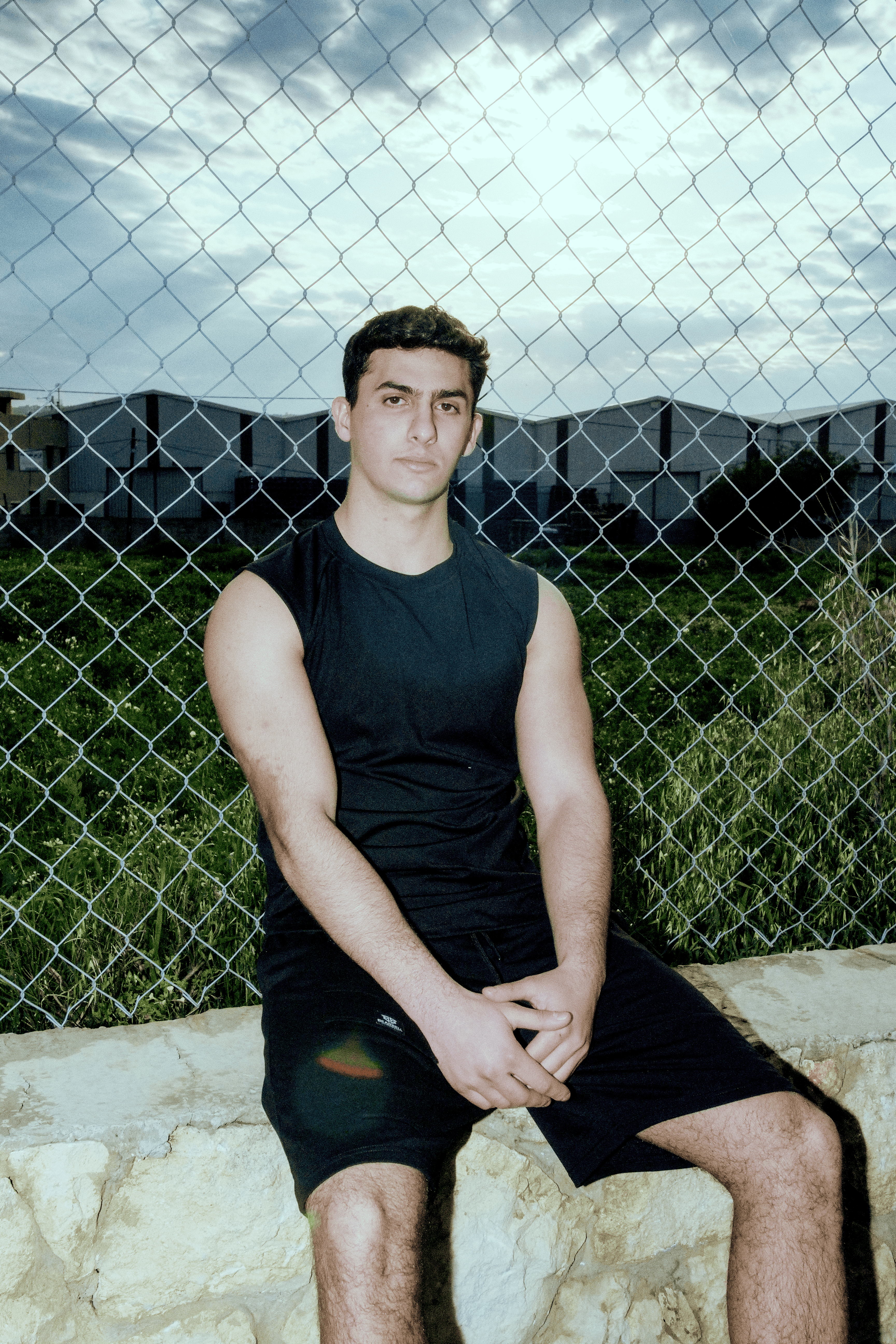 Bearbell athlete in motion outdoors